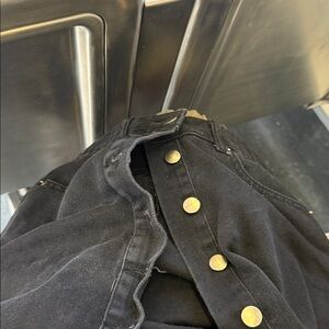 Forever 21 Black Denim Button-Front Skirt